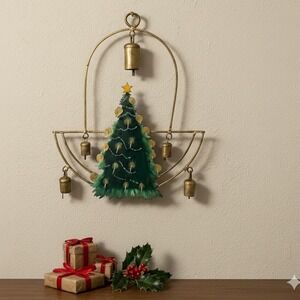 Vintage Christmas Tree Bells Handmade Wall‎ Hanging Decor Festive Holiday Decor